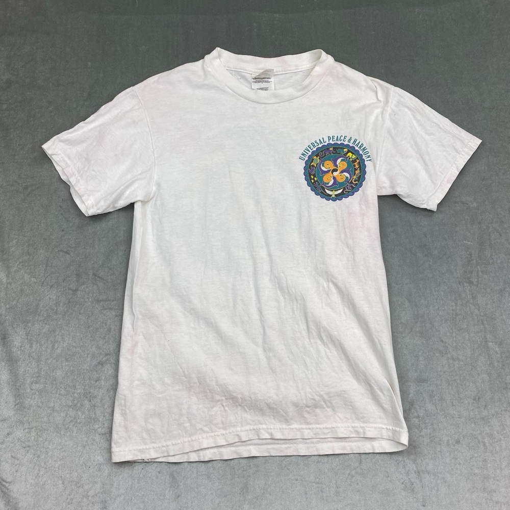 VTG Universal Peace Harmony T Shirt Earth Right San Diego Graphic White‎ Mens S